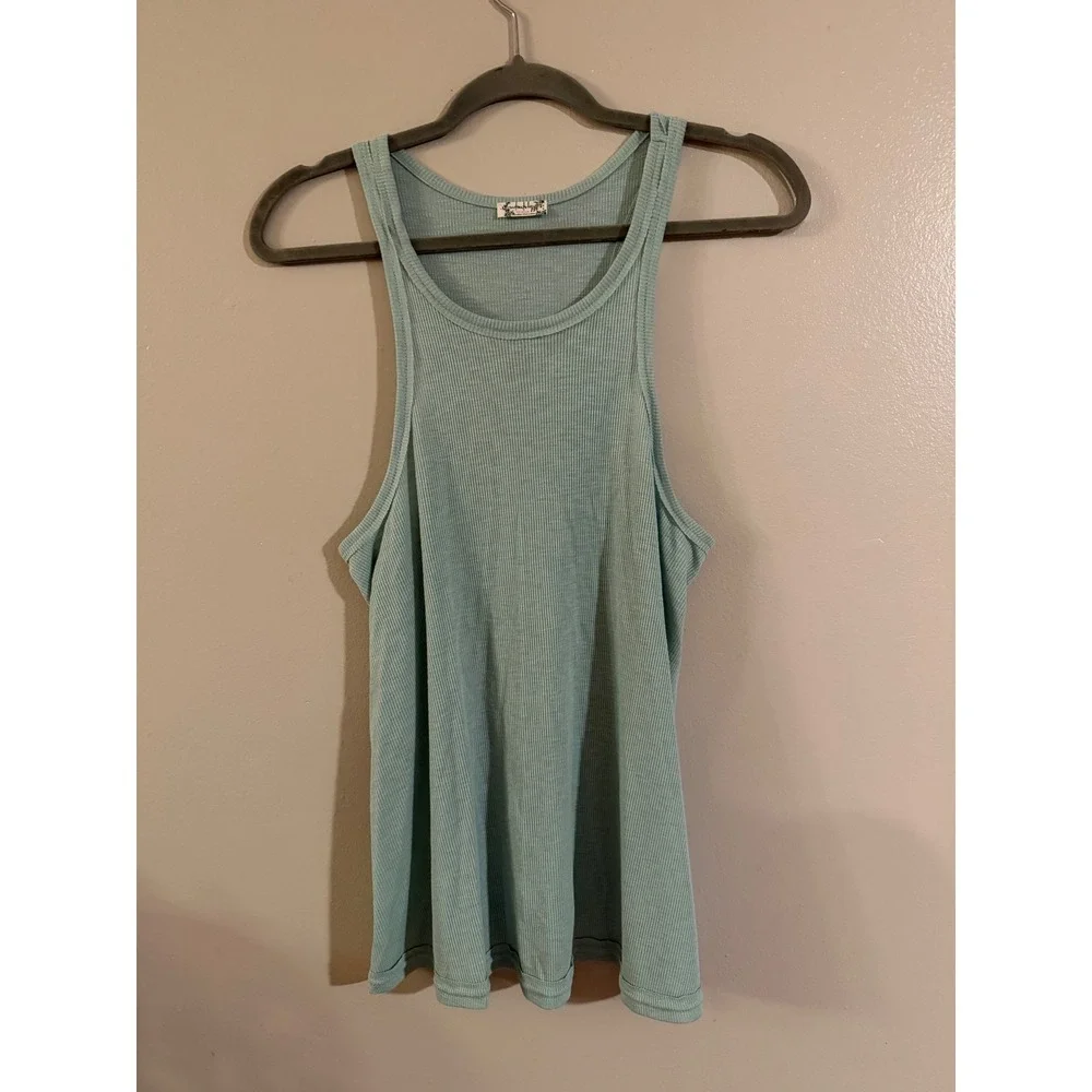 Intimately Free People Ribbed Racerback Tank Top Mint Green Sleeveless Womens M